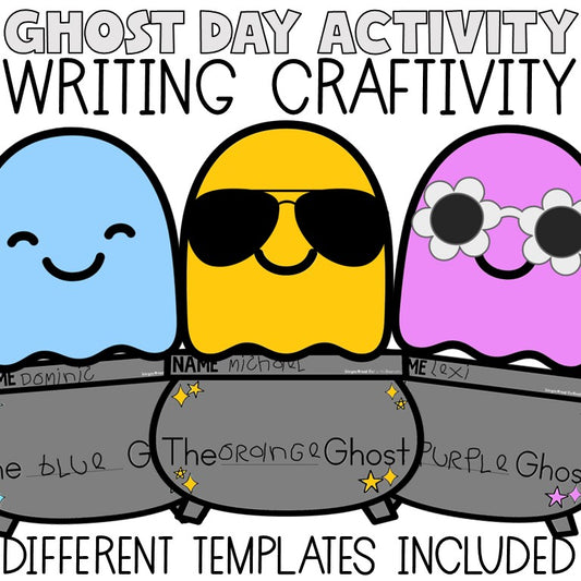 Ghost Day Craft | Color Words | Writing Paper | The Pink Ghost | Halloween