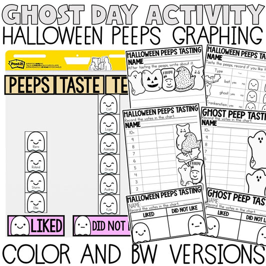 Ghost Day | Peeps Graphing | Halloween Math | Activity | Worksheets