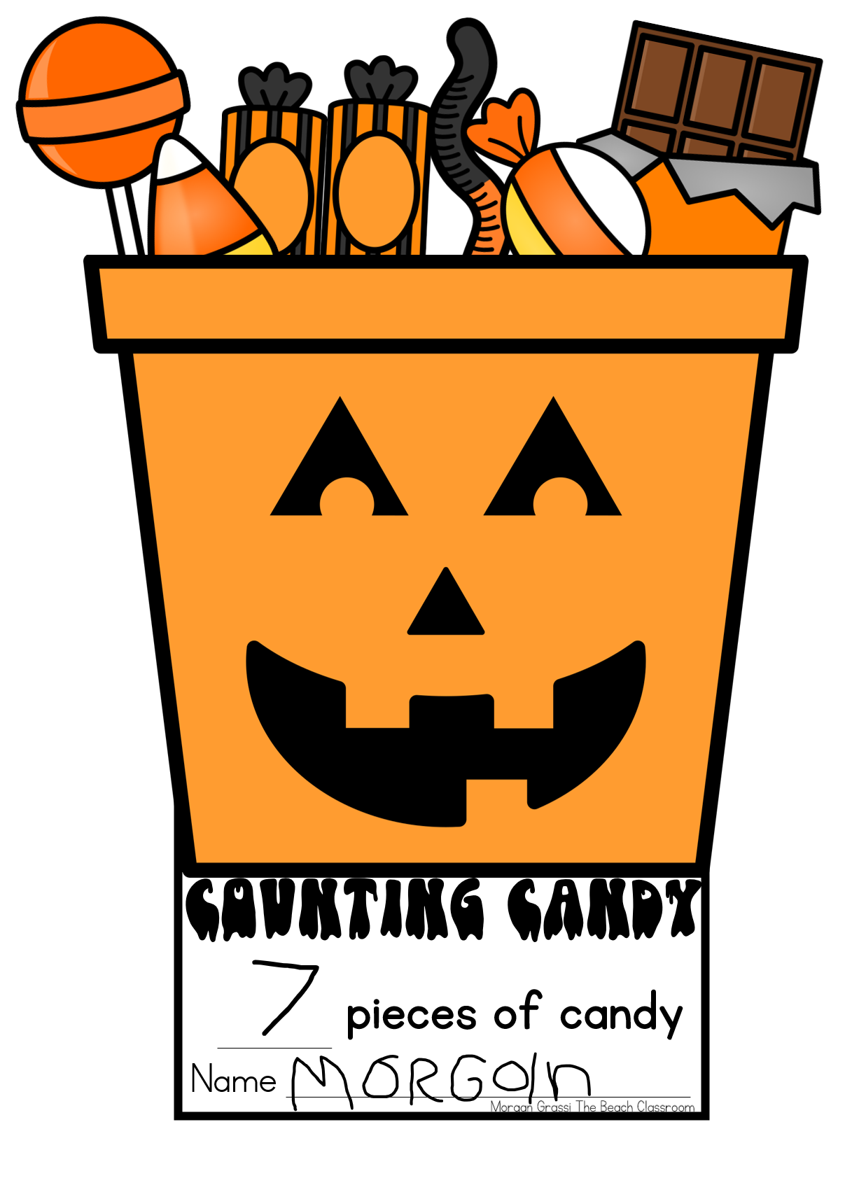 Halloween Math Craft | Candy Bucket | Math Craftivity | Counting | Story Problems